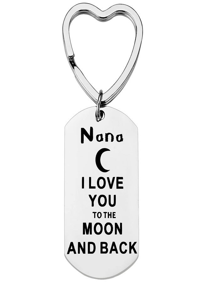PLwelth Nana Gift from Granddaughter Grandson I Love You to the Moon and Back Nana Keychain Cute Heart Key Ring Engraved Grandma Keychain Jewelry for Women Birthday Christmas Mother’s Day Present - Image 1